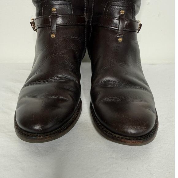 Tory Burch Eloise Riding Boots Dark Brown Leather Women’s 8M - Picture 4 of 11